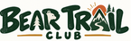 A stylized logo reading 'BEAR TRAIL CLUB' in dark green lettering with a mountain and pine tree graphic in the letter A, plus small orange sun and mountain accents on a white background.
